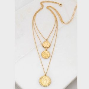 TRIO LAYER COIN CHARM NECKLACE